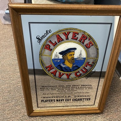 Player's Navy Cut Mirror Sign Tobacco Cigarettes Advertising 25 x 19'' Vintage