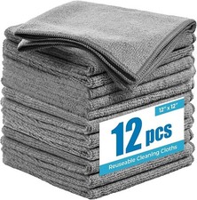Microfiber Cleaning Cloths 12x12 in 12 Pack   Lint Free Reusable Towels for Car