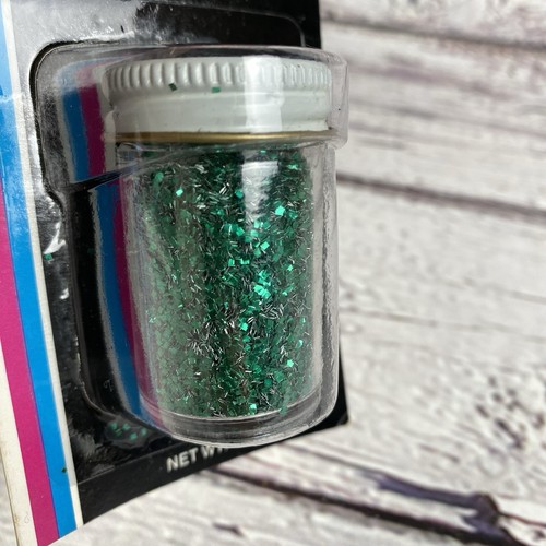 Vintage Ross Glitter Non-Tarnish Aluminum 3/4 oz Shaker Jar Emerald Green 1980 - Picture 4 of 5