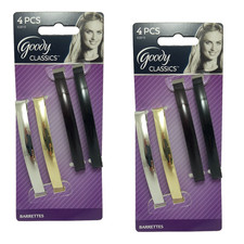 Womens Classic Metal Domed Barrettes 3-1/4 inches 2 Pack of 4