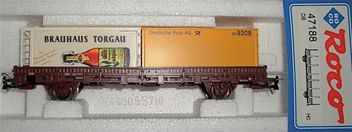 Brauhaus Torgau Deutsche Post AG Container Rungenwagen DB Roco 47188 H0 HU1 µ | Zustand: Neu