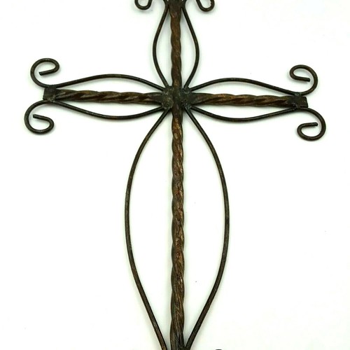 Metal Cross Home Decor Brown Wire Spiral Design Christian Prayer Wall Design - Picture 5 of 12