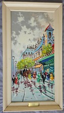 Tableau vintage Montmartre " Boulevard de Clichy et Moulin Rouge " signé DARé