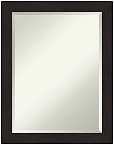 Beveled Bathroom Mirror 27.5 X 21.5 In. Furniture Espresso Narrow Frame Wall M - Picture 1 of 6