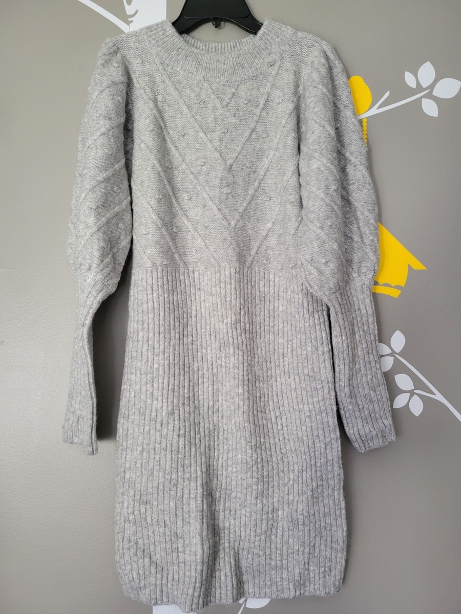 river island grey knitted dress Sweater Puffer Sleeve Gray Size 12 NWOT BASICS & ACTIVEWEAR
