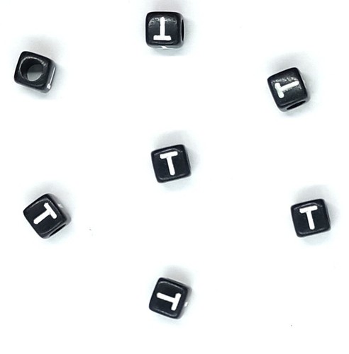 100pcs 6mm cube black numbers & alphabets (single &mixed letters) acrylic beads - Picture 24 of 36