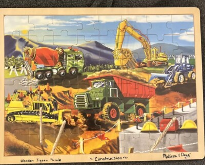 NEW MELISSA & DOUG WOODEN JIGSAW PUZZLE 48 PIECE Construction PUZZLE 15  X 11.5
