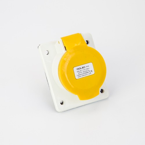 ROLEC 32A 3 PIN PRESA ANGOLARE MONTATA SU PANNELLO 110V IP44 ANTISPRUZZO - Foto 2 di 3