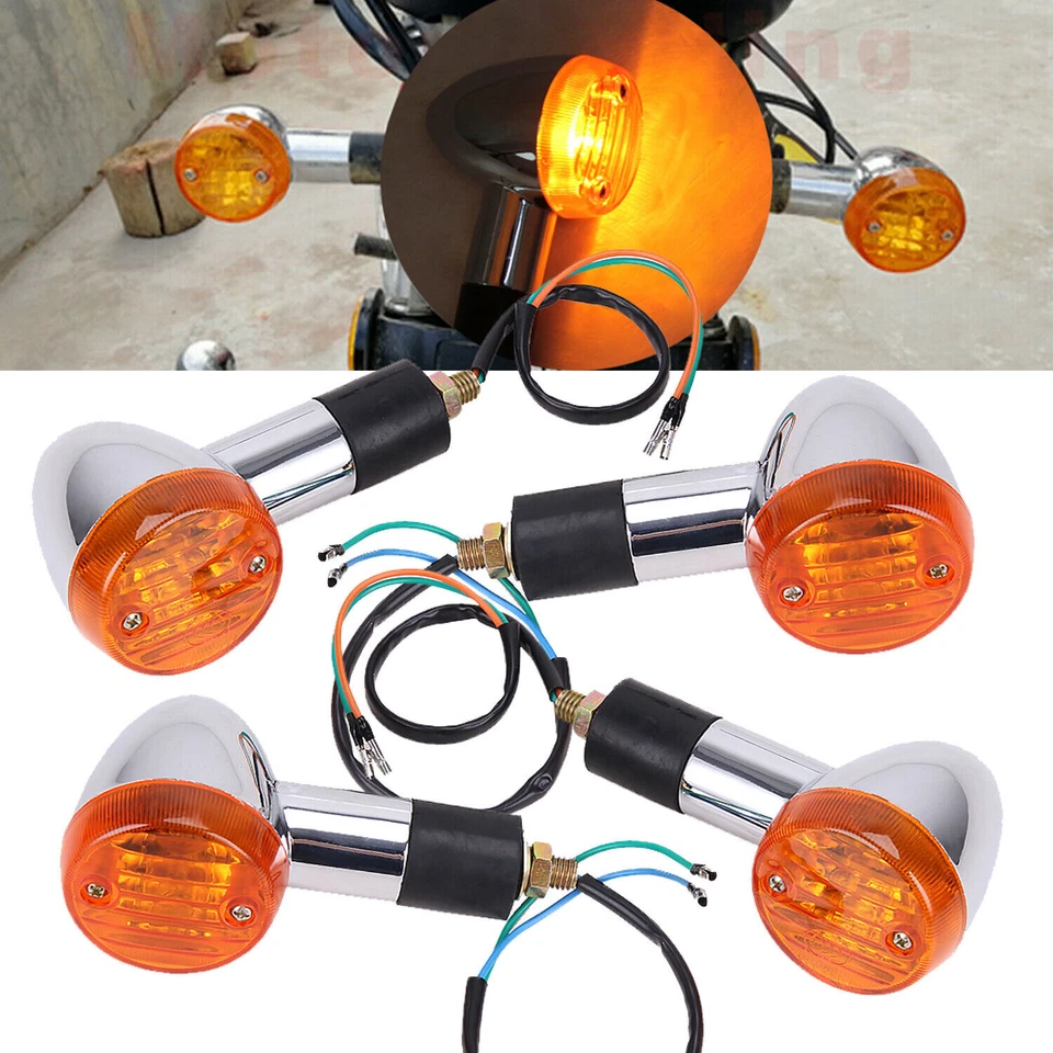 For Kawasaki ZX636 KLX250S KLR650 4X Motorcycle Bike Turn Signal Lights Amber DP Foto 2 de 4