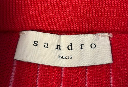 Sandro Ladies Skirt Size 1 AU 8 Scalloped Hem Pleat Knit Maxi Shryl Stripe Pink - Picture 14 of 18