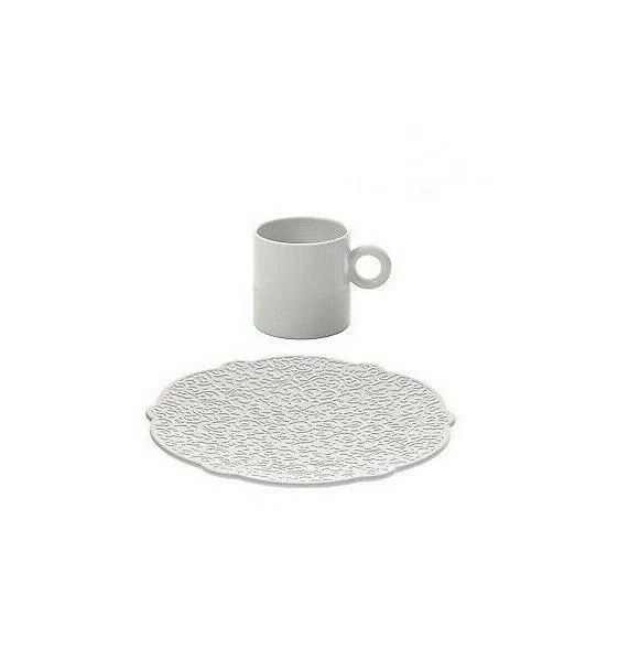Set 6 Tazzine + 6 Piattini Dressed ALESSI MW01/76 MW01/77 in Porcellana Decorata