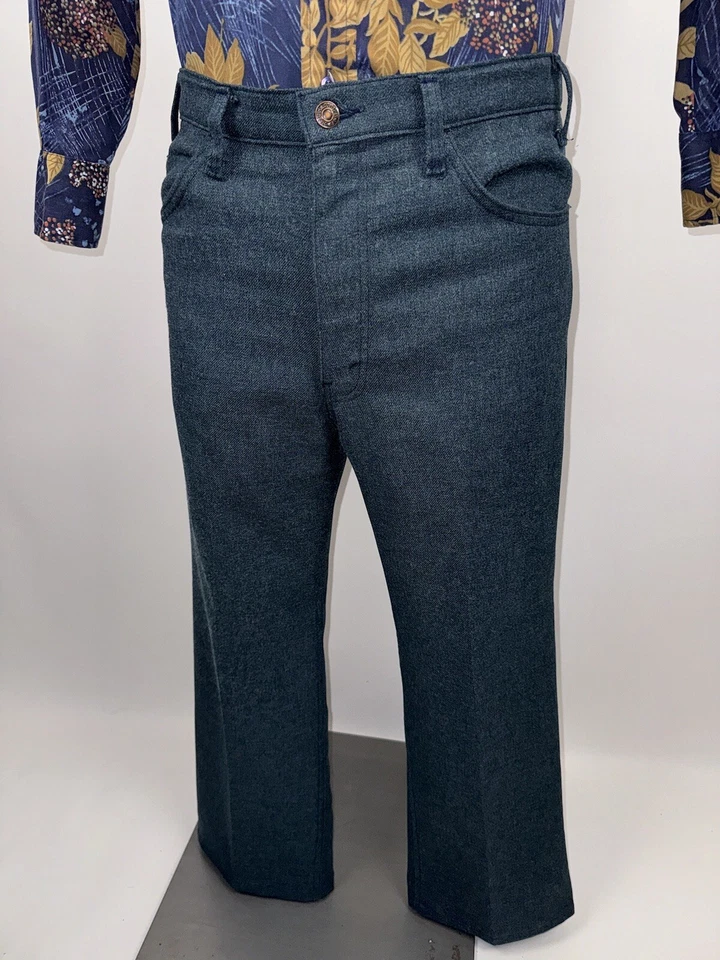 Vintage Levis Pants Polyester Levi's Disco Boogie Nights Blue Mens 36 26 1970s - Image 4 of 4