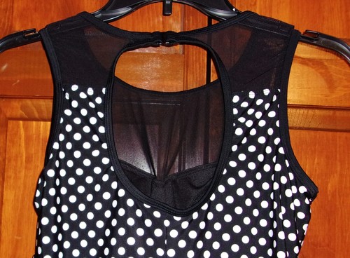 Catalina 1 Piece Swimsuit Black/White Dots Bra Neckline Hook Sheer XL (16-18) - Picture 4 of 7