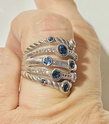Judith Ripka Sterling Silver 925 Blue Topaz Gemstone Ring Stackable Size 6 - Bild 4 von 24