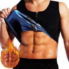 Men Sweat Sauna Shaper Premium Workout Tank Tops Slimming Polymer Vest Pullover