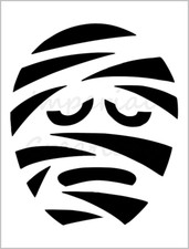 Mummy Face Stencil Halloween Pumpkin Carving 8.5" x 11" Reusable Sheet S751
