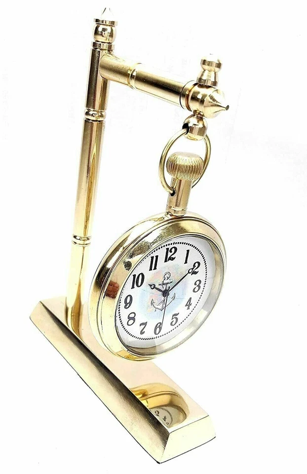 Reloj de Escritorio Náutico Vintage Latón Color Dorado Regalo de Navidad Hogar Oficina Decoración Foto 4 de 4
