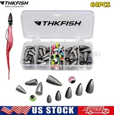 64pcs Fishing Weights Sinkers Fishing Accessories Kit Fish Beads Bullet Sinkers