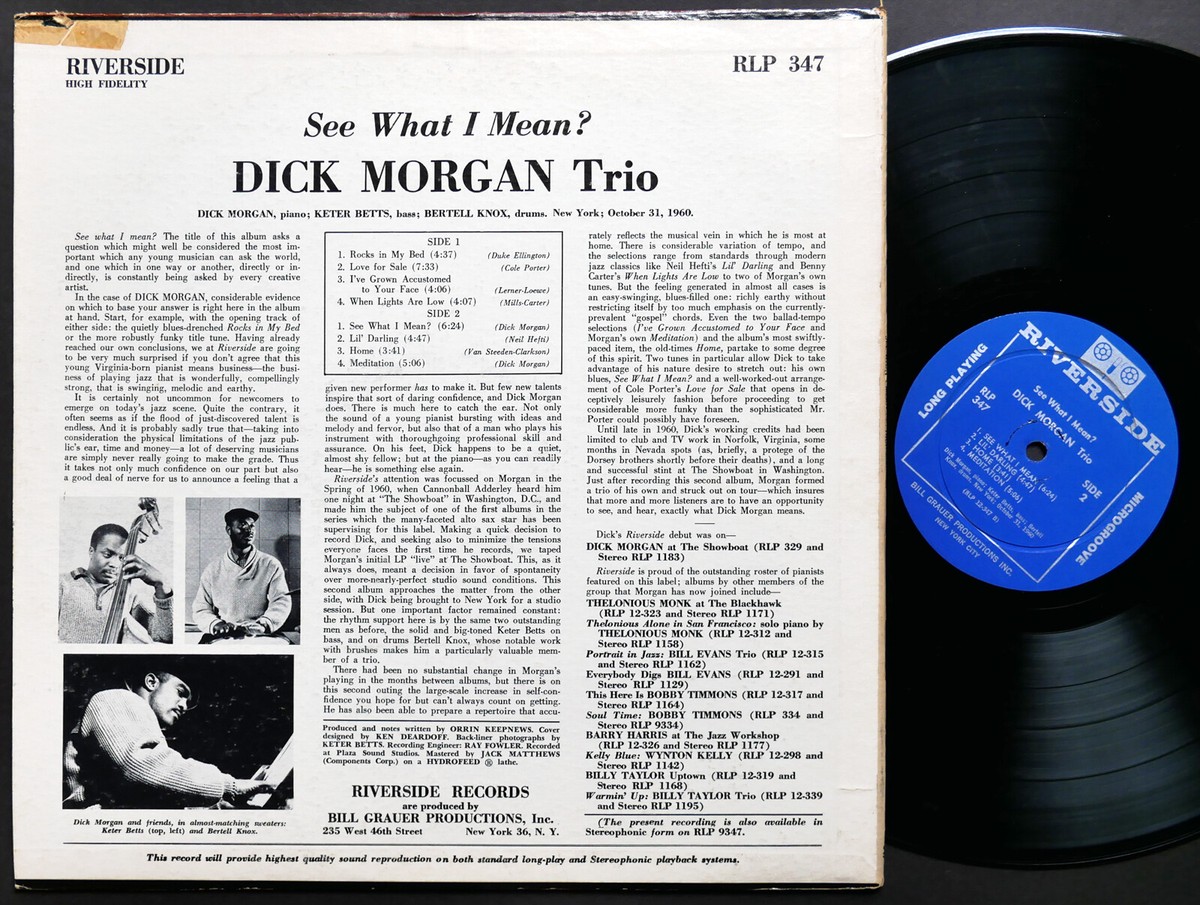 DICK MORGAN TRIO See What I Mean? LP RIVERSIDE RLP 347 US