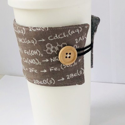 Handmade Coffee Cosy Travel Mug Insulated Holder Wrap Sleeve Grey Chemistry Geek Ebay