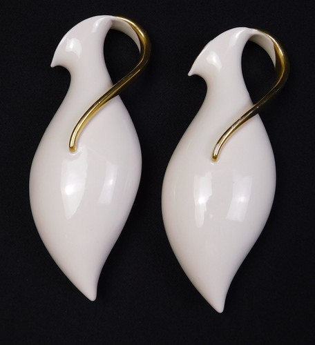 2 Vintage 50er Jahre Kronach OCA Bavaria Porzellan 6" Wand Taschenvasen MCM Nr. 183 - Bild 1 von 12