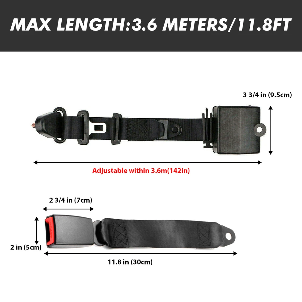 2 cinturones de seguridad retráctiles universales de 3 puntos aptos para Jeep CJ YJ Wrangler 1982-95 Foto 4 de 4