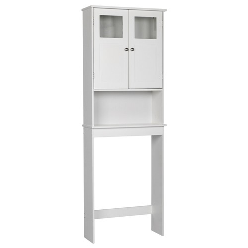 Mueble de baño independiente con 2 puertas y estantes, blanco - Imagen 2 de 11