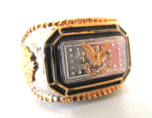 Bradford E.C. EAGLE Men's Ring-King of American Silver-Morgan Ingot-Size 11.5 - Picture 2 of 9