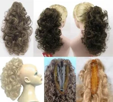 12" LONG LOOSE NATURAL CURLS CURLY HAIR PONYTAIL HAIRPIECE BANANA CLIP JOY 
