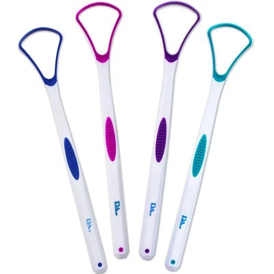 DENTAL AESTHETICS Tongue Scraper Cleaner x 2 or 4 ~ Gentle Soft Silicone Head Plastic Colour Brush