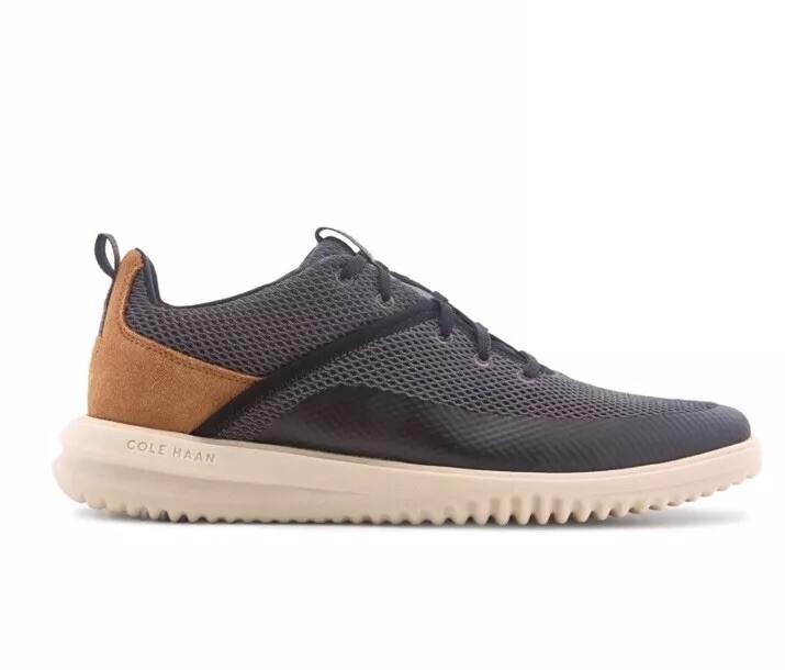 cole haan dress sneakers Grand+ Hybrid Sneaker Shoe Men's Size 9 Black W Faux Brown Suede Smooth leather uppers rest on thick rubber outsoles that give the shoes their sporty look Polished like a dress shoe.