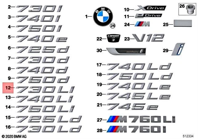 Genuine BMW G12 730Li 740Li Sedan Lettering 51147376822 | eBay
