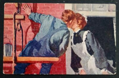 Postcard Tricks in all Trades - Kissing Painter and House Keeper