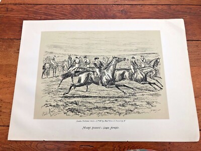 1887 large original print from '' tit bits of the turf '' more haste - less speed
