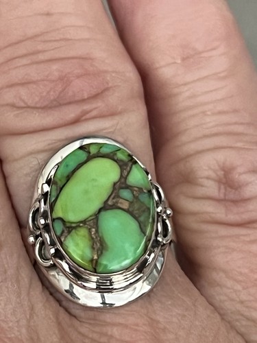 Grüner Kupfer Türkis Sterling Silber Ring Gr. 8,5 - Bild 3 von 6
