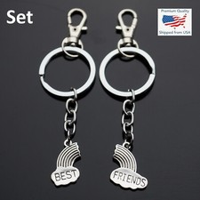 2pcs Set - Best Friends Rainbow Key Keychain Keyring Valentine's Day Friend Gift