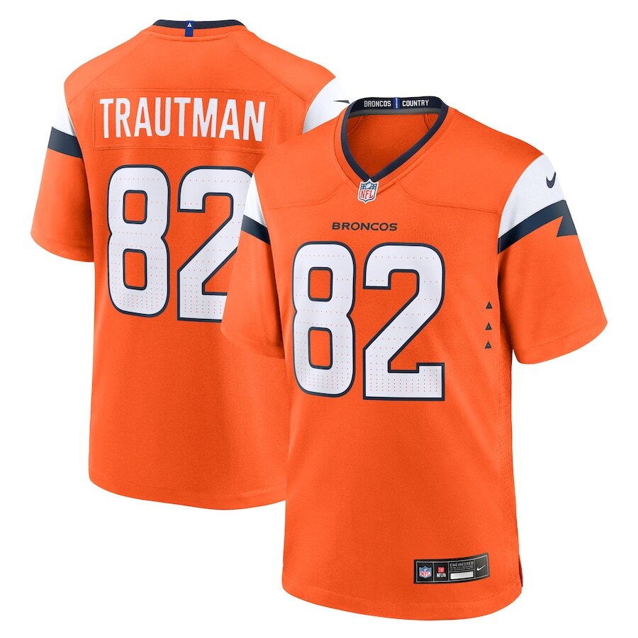 Denver Broncos Adam Trautman #82 Nike Orange 2025 Official NFL