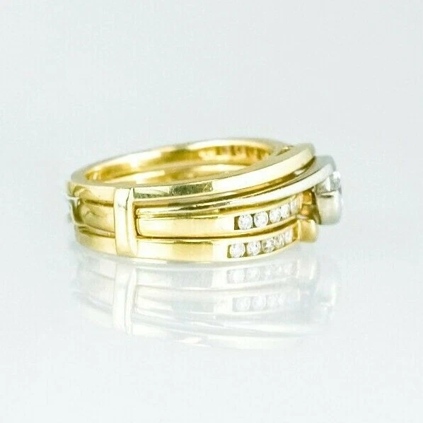 (I-543/I-544-658A/B) 14k duo gold multistone diamond ringset - Image 2 of 3