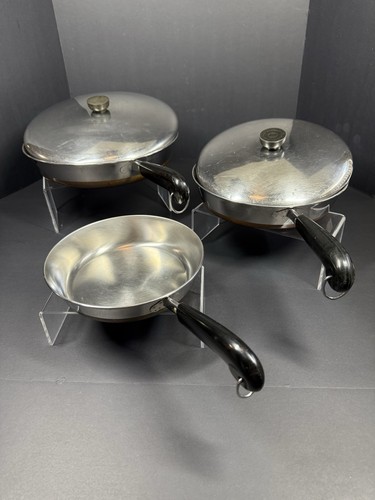 Copper Bottom Pans 3 Pc, 8" 10" And 12 Inch In Good Condition.