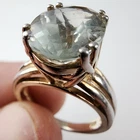 Green Amethyst Gold over Sterling Silver 925 Ring Size 8 Cushion Cut Vintage
