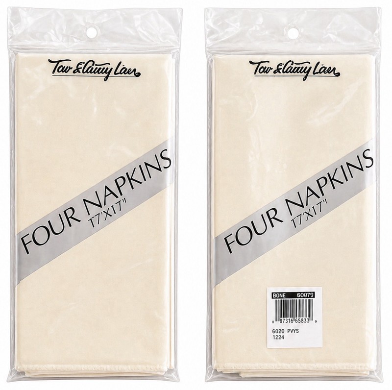 NEW Town & Country Bone Napkins. 17”x17” Napkins, Bone: 2 Sets Of 4 (8 Total)
