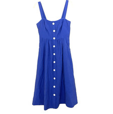 Anthropologie Maeve Rosemary Midi Dress US 8 Purple Button Front Summer Pockets