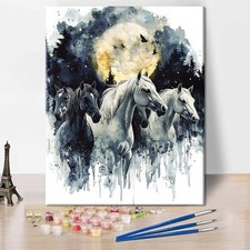 Paint by Numbers for Adults, Horses Adult Paint by Number Kits on Canvas, DIY An