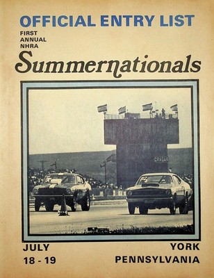 1st Annual NHRA Summer Nationals York US30 Entry List 1970
