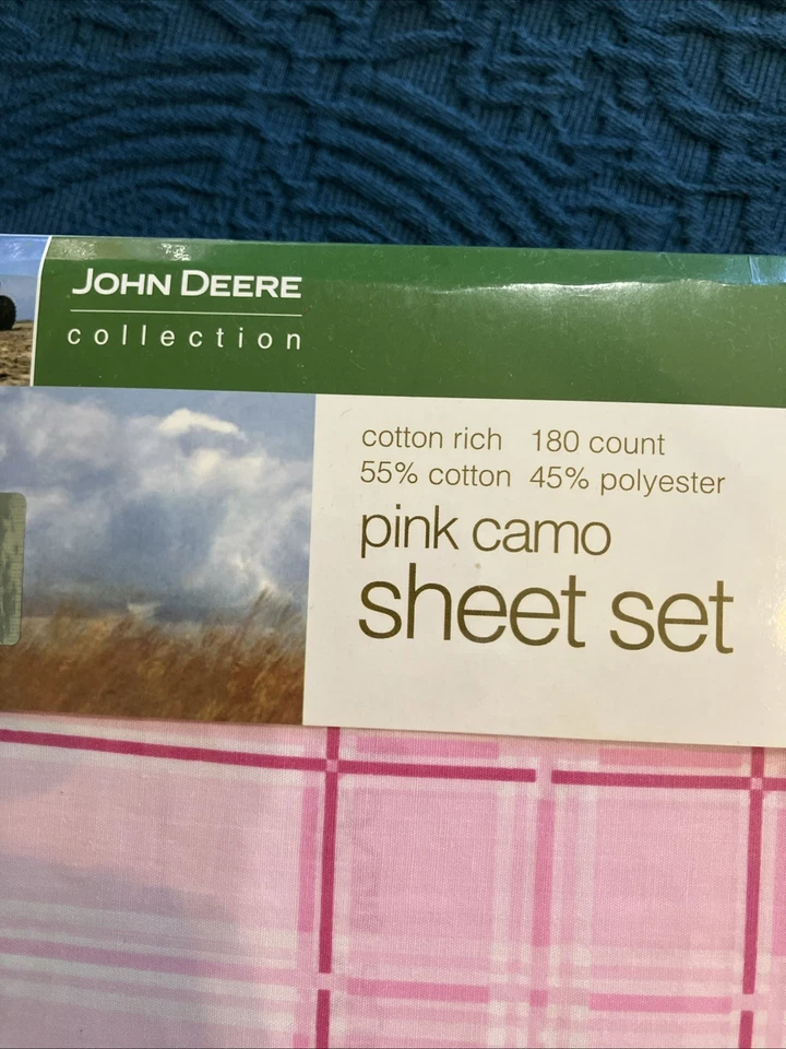 New John Deere 3 Pc. Twin Sheet Set Camo Pink Nothing Runs Like A Deere Sealed! - Image 3 of 4