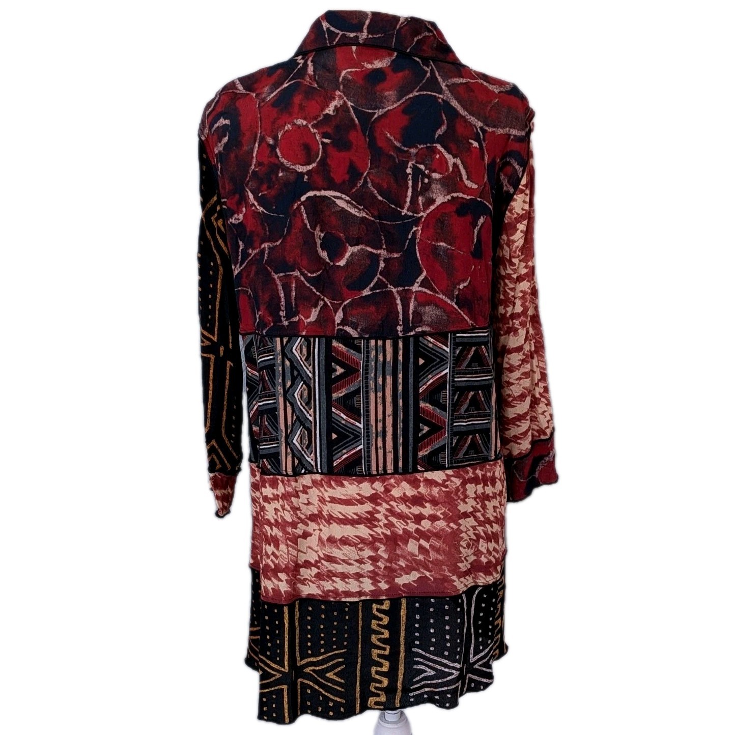 John Mark Multi Patchwork Collar 3/4 Sleeve Butto… - image 2