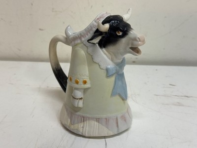 Antique Schafer Vater German Porcelain Cow Creamer Figural Bull Pitcher