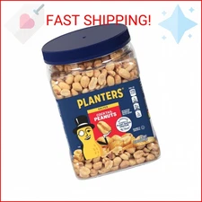 PLANTERS Salted Peanuts Cocktail, Party Snack, Plant-Based Protein, 2.19lb Jar
