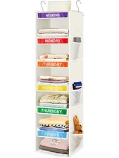 6-Shelf Weekly Clothes Organizer for Kids, Hanging Daily Closet Organization ...