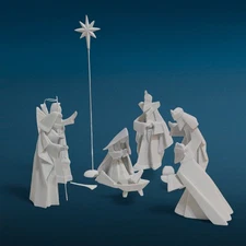 One Hundred 80 Degrees Porcelain 9 piece Origami Nativity Set In Box 2013 ~READ